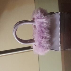 Lilac Faux Fur Trim Mini Bag